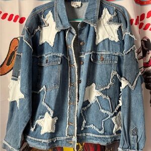 Oli & Hali Blue Jean Jacket with White Star Patches